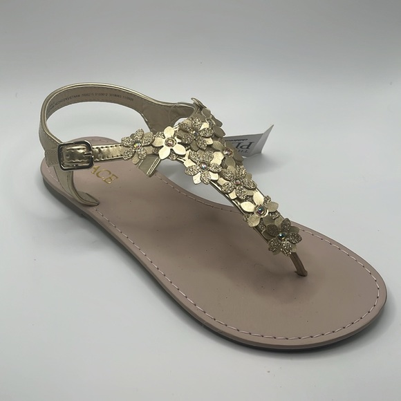 Girls Gold Glitter Flower Sandals – Size 1 (NWT) - Picture 3 of 9